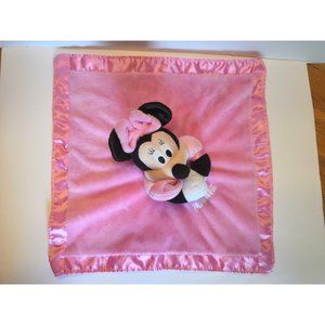 Disney Minnie Mouse Pink Security Lovey Crinkle Ears Rattle Head Satin Trim